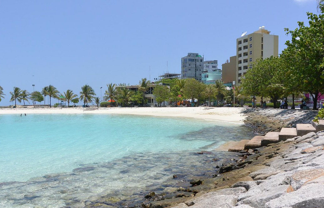 Artificial Beach Male’ Maldives with clear turquoise water Artificial Beach Male’ Maldives with clear turquoise water
