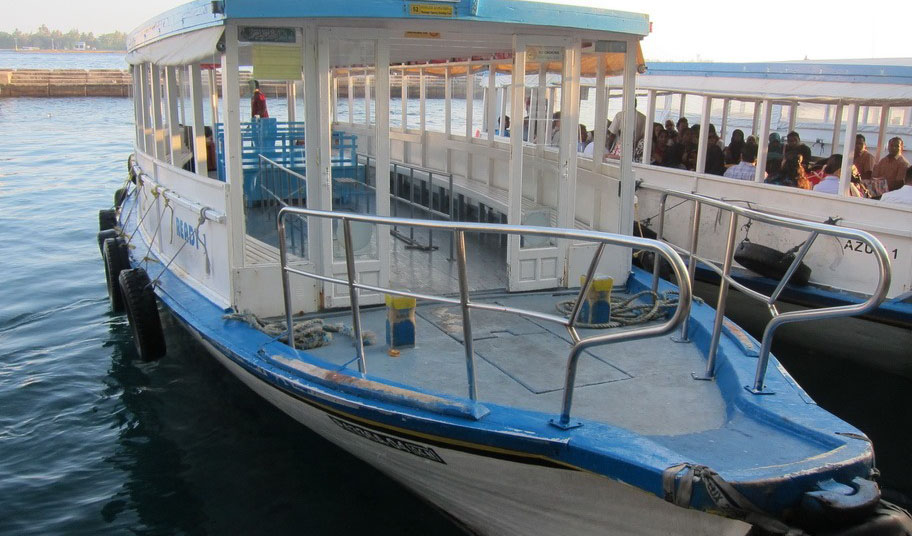 Public ferry arriving at Male’ Maldives Capital city from Male' Airport