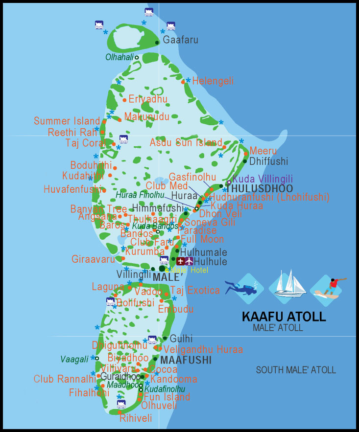 Kaafu Atoll Map Maldives - Showing Location of Maldives Capital Male' City